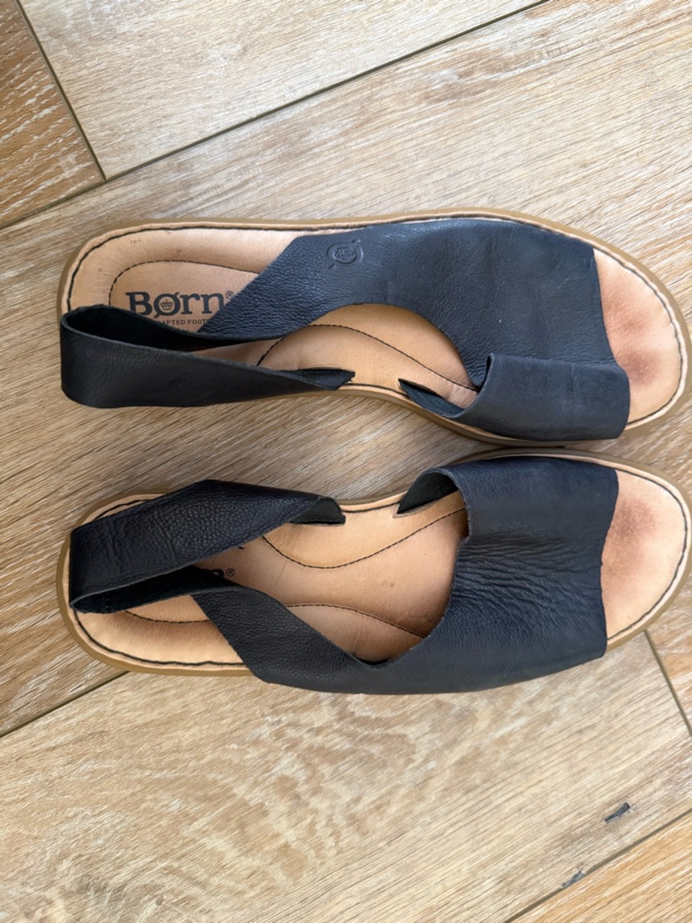 Born Black Leather Slingback Sandals